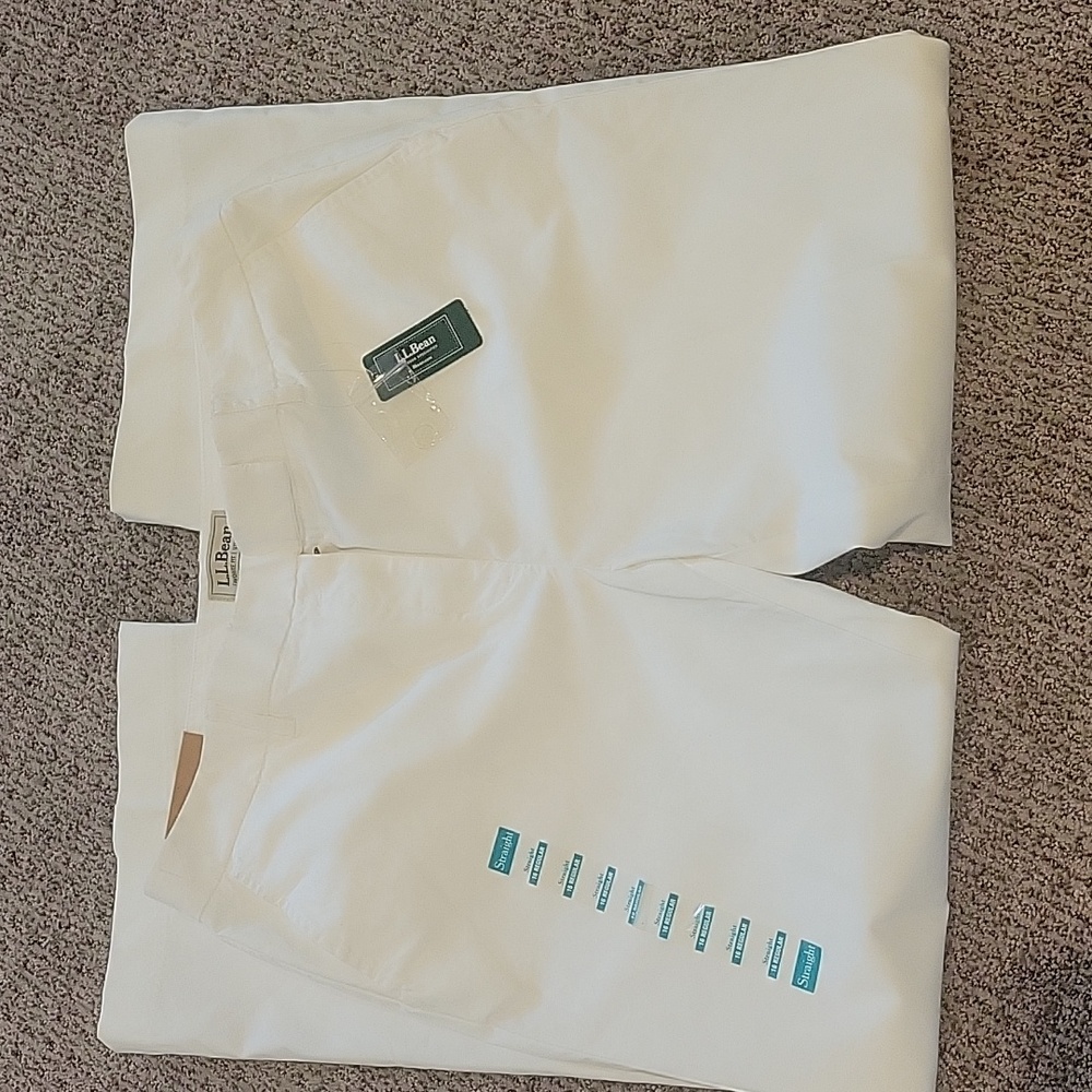 L.L. Bean Straight Pants  16  White